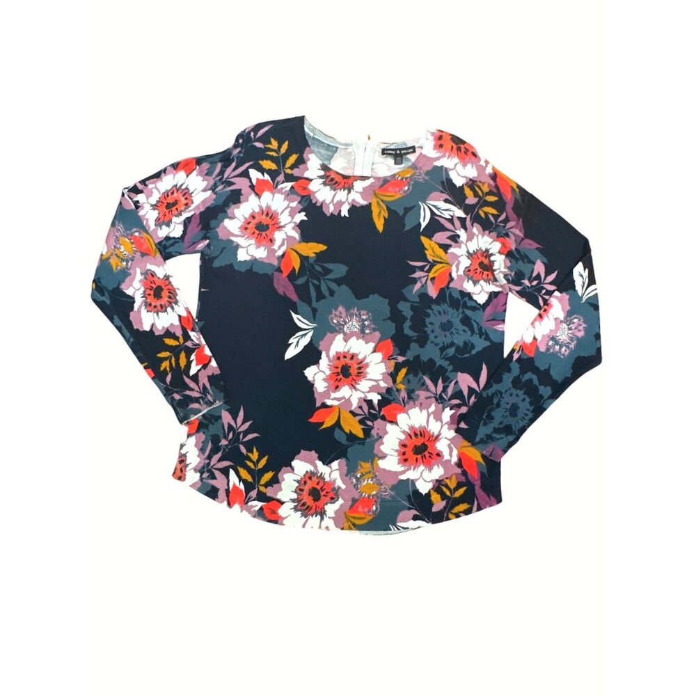 Cable & Gauge Floral Print Rayon Nylon Blend Long Sleeve Sweater M - Picture 8 of 9